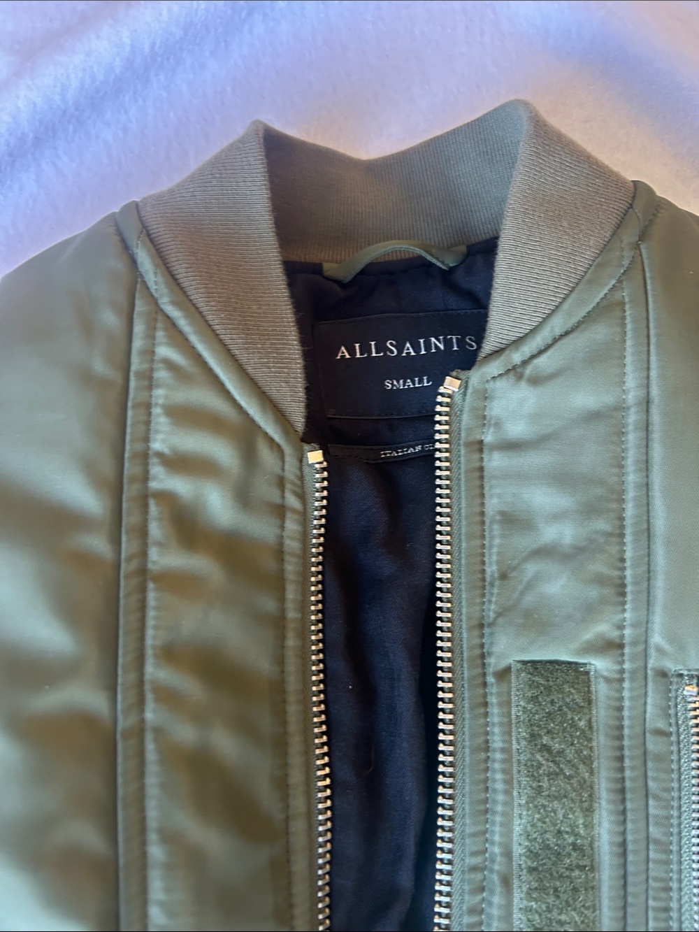 AllSaints Men's Olive Green Bomber Jacket